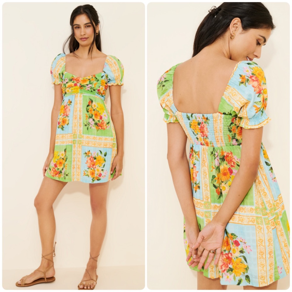 New! Show Me Your Mumu Annabelle Puff Sleeve Mini Dress 🌻 XL - Picture 2 of 14